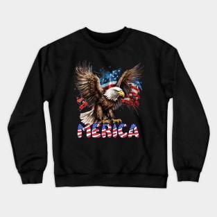 4th Of July Merica Patriotic USA Flag Bald Eagle Crewneck Sweatshirt